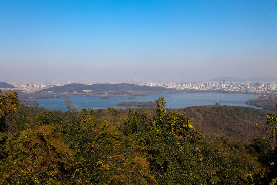 西湖全景 西湖 杭州全景