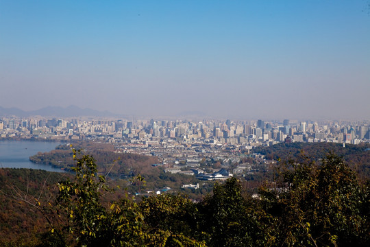 玉皇山 西湖 远眺杭州城