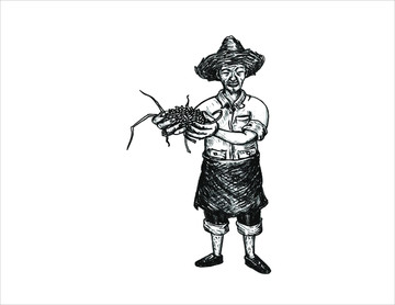 農(nóng)民伯伯手捧稻谷插畫