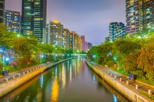 深圳后海中心河夜景