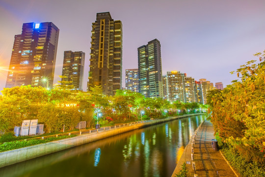 深圳后海中心河夜景