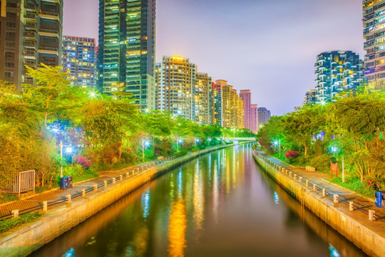 深圳市蛇口中心河夜景