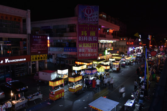 美食街夜市，城市夜生活