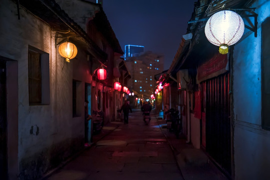 老街的夜晚夜景