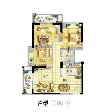 彩色平面高端戶型圖
