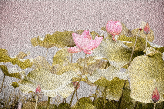 油畫(huà)效果荷花裝飾畫(huà)