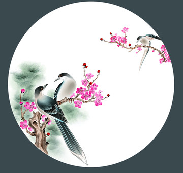 鳥(niǎo)語(yǔ)花香 高清手繪