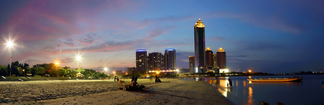 湛江金沙湾夜色全景