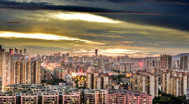 繁华都市建筑夜景