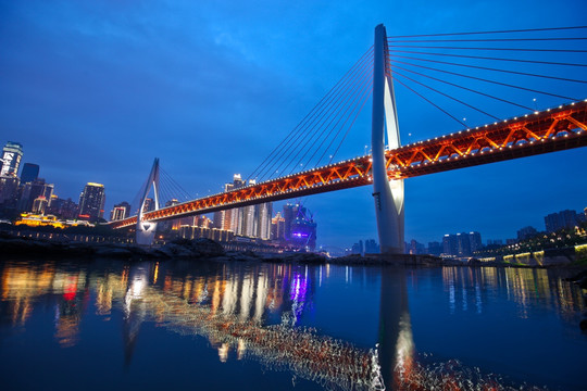 重庆城市夜景 东水门大桥