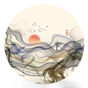 彩色水墨畫
