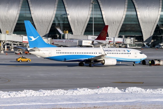 雪后机场 厦门航空 飞机