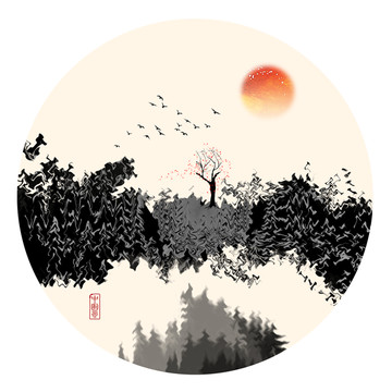 彩色水墨畫(huà)
