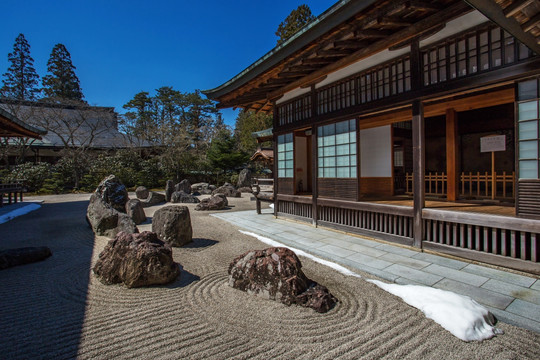 日本高野山金刚峰寺枯山水庭院