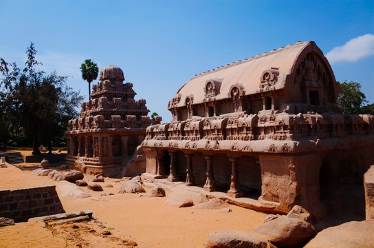 印度金奈马哈巴利普兰的战车神庙