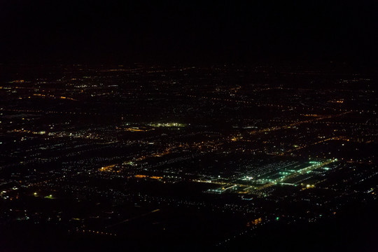 飞机上夜景 航拍夜景