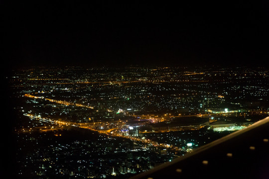 飞机上夜景 航拍夜景