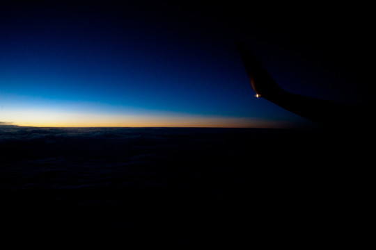 云层 夕阳 飞机 晚霞 天空