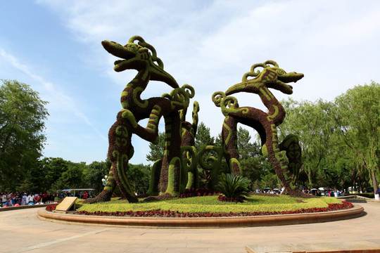 植物园 太阳岛 坐龙 植物雕塑