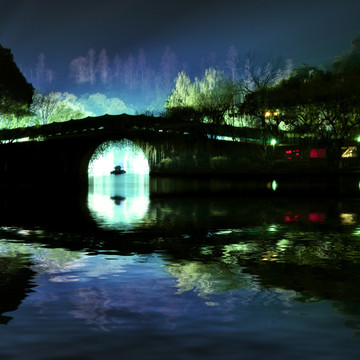 杭州断桥夜景
