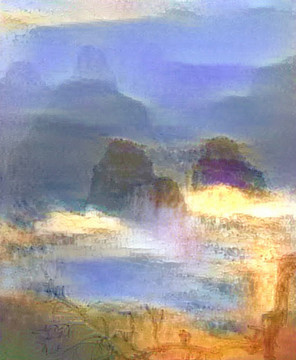 抽象風(fēng)景畫裝飾畫油畫