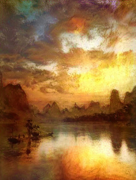 抽象风景画装饰画油画