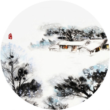 水墨山水 墨跡水墨畫
