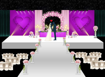 婚礼舞台紫色效果图