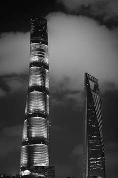 上海中心黑色夜景