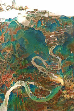 彩墨水墨山水裝飾畫