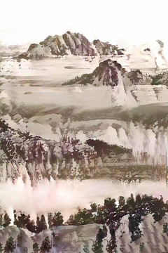 彩墨水墨山水裝飾畫
