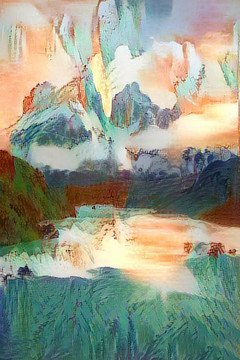 彩墨水墨山水裝飾畫