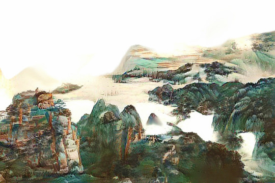 彩墨水墨山水裝飾畫