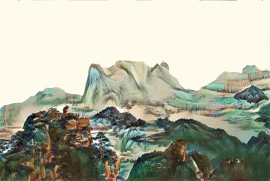 彩墨水墨山水装饰画