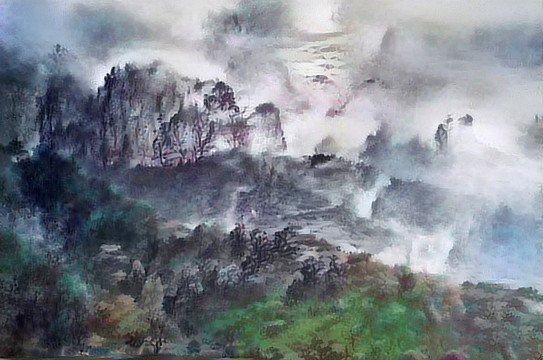 彩墨水墨山水裝飾畫(huà)
