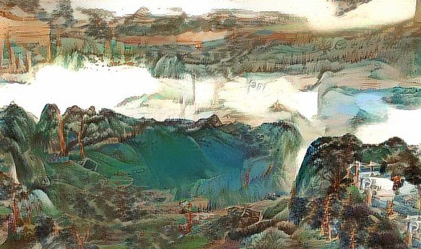彩墨水墨山水裝飾畫