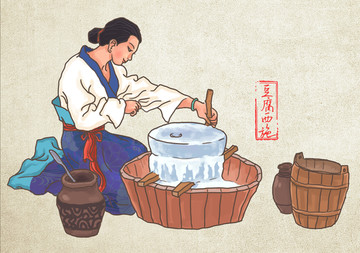 豆腐西施包裝插畫