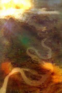 抽象山水油畫裝飾畫