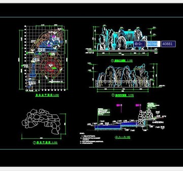 假山瀑布cad