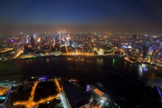 陆家嘴夜景鸟瞰