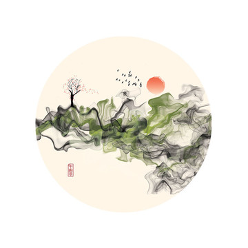 彩色水墨畫(huà)