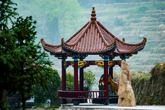 乡村 风景 山水 亭台楼阁