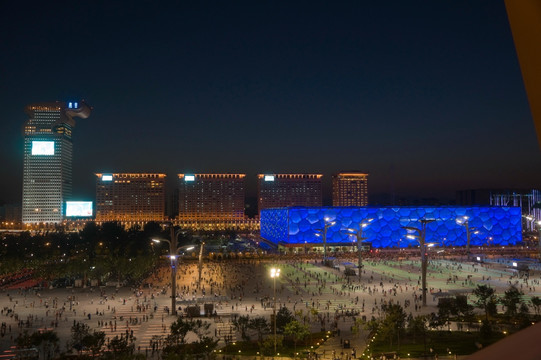 奥运场馆水立方夜景