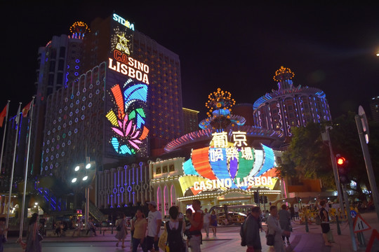 澳门葡京夜景 街景街头