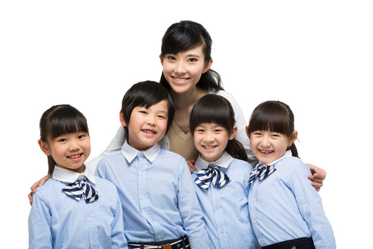 女教師和小朋友在一起