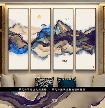 新中式客廳沙發(fā)水墨裝飾畫