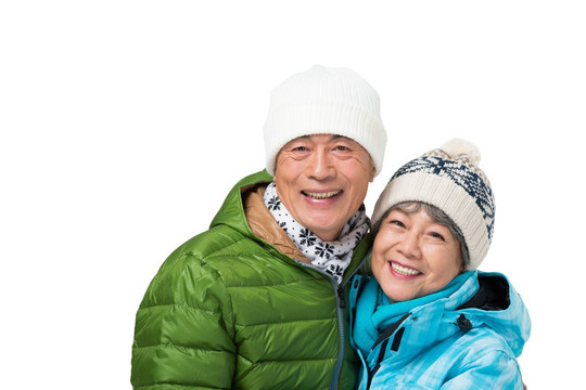 老年夫妇冬季旅游