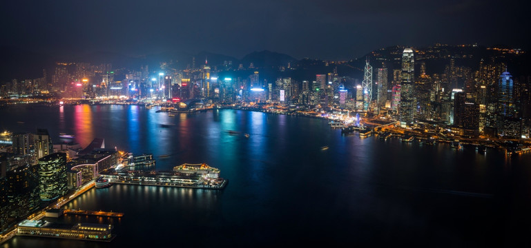 高视角看香港城市夜景