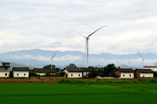 风力发电场 村庄
