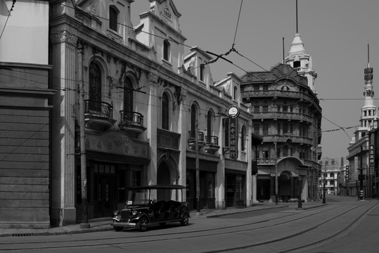 旧上海黑白照片 老上海街景